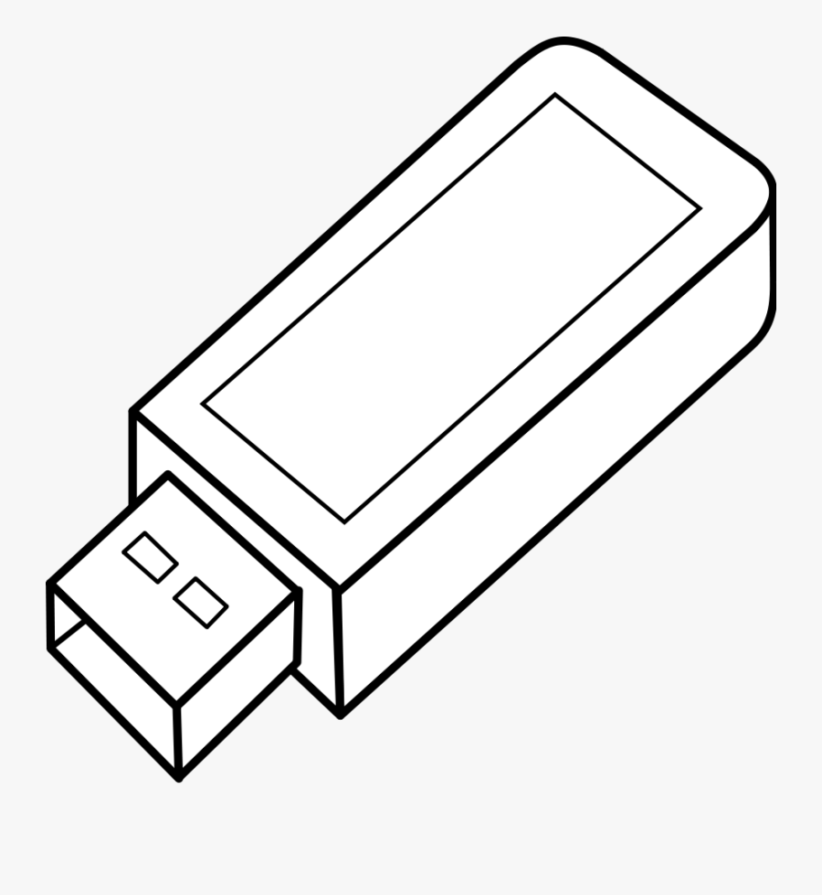 Key - Clipart - Black - And - White - Flash Drive On Isometric Paper, Transparent Clipart