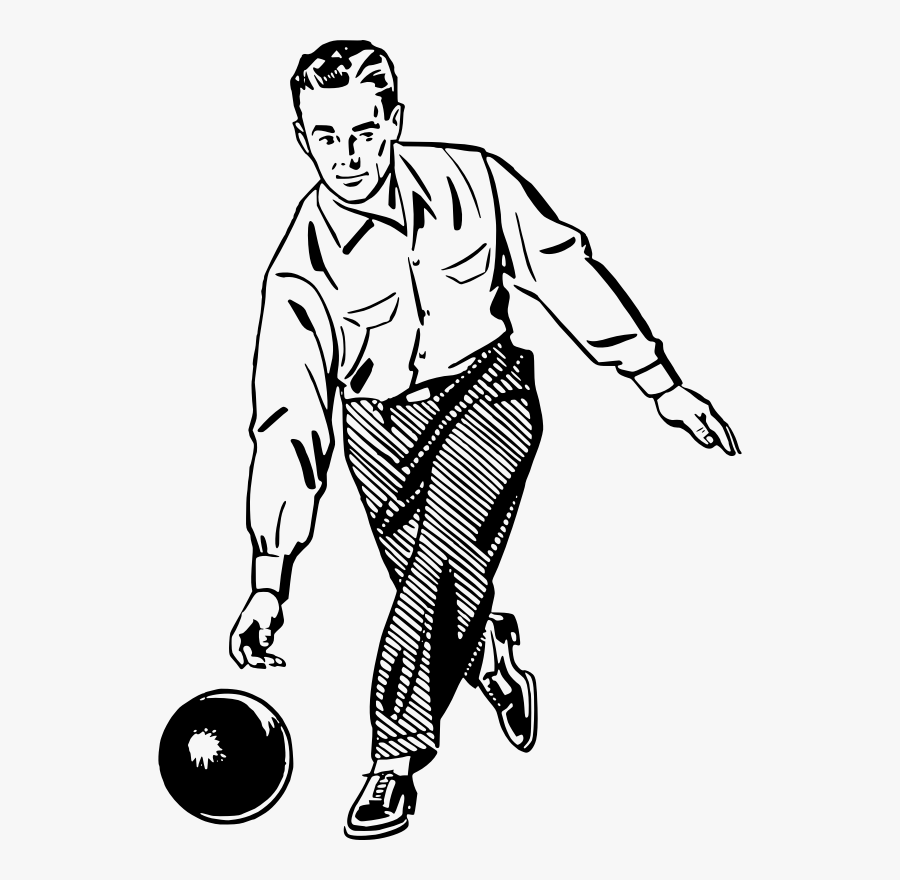 Art,monochrome Photography,fashion Illustration - Man Bowling Clipart, Transparent Clipart