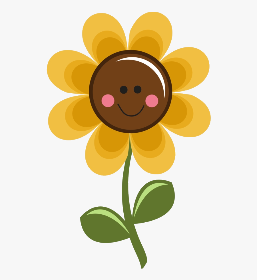 Sunflower Flowers Happy Clipart Pointing Transparent - Cute Sunflower Clipart, Transparent Clipart