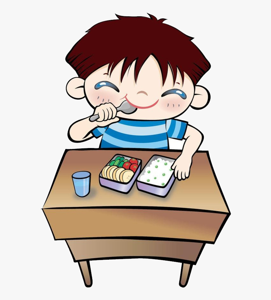 Student Eating Lunch Clip Art - Student Have Lunch Cartoon, Transparent Clipart