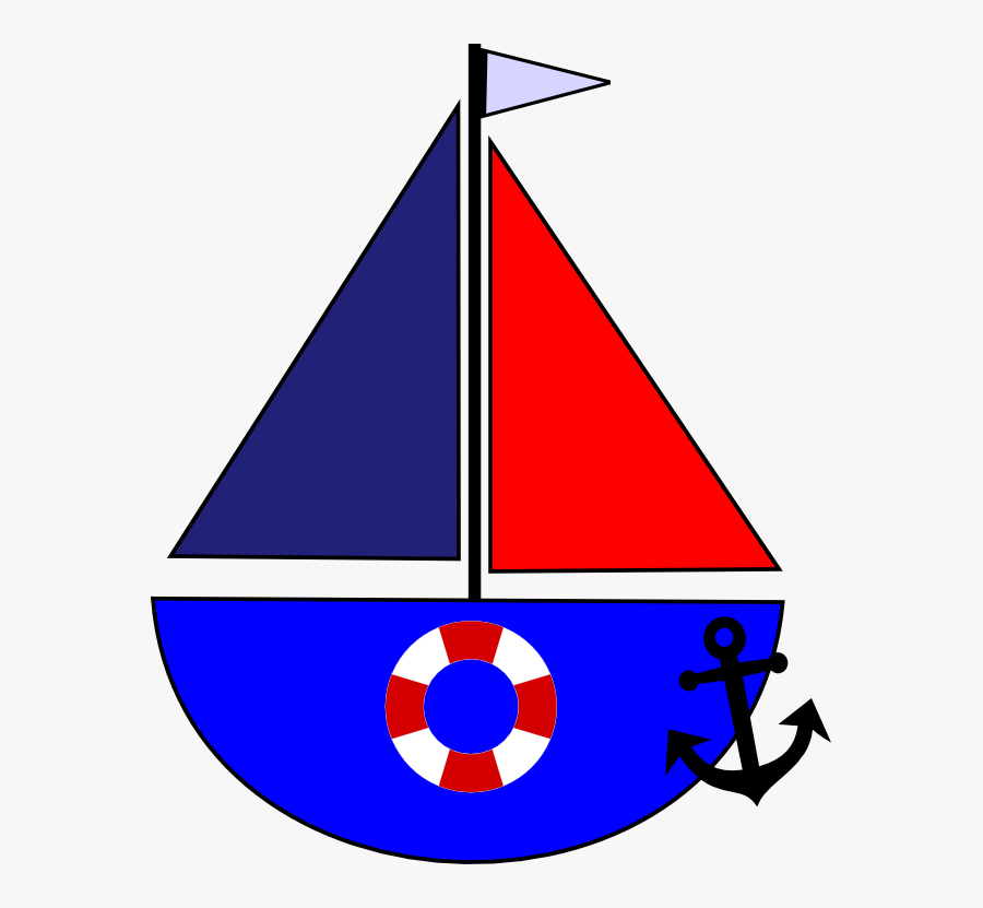 Sailboat, Anchor And Life Preserver - Sailboat With Anchor Clipart, Transparent Clipart