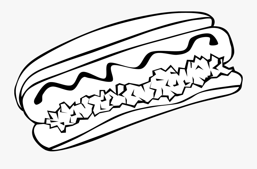 Lunch - Clipart - Black - And - White - Hotdog Black And White, Transparent Clipart