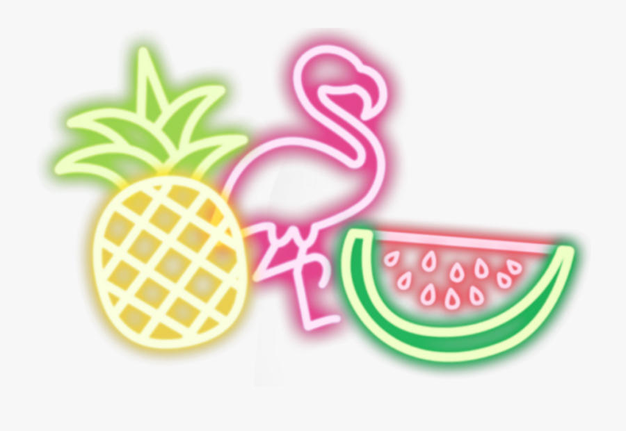 #summer #flamingo #pineapple #watermelon #neoneffect - Flamingo And Pineapple Clip Art, Transparent Clipart