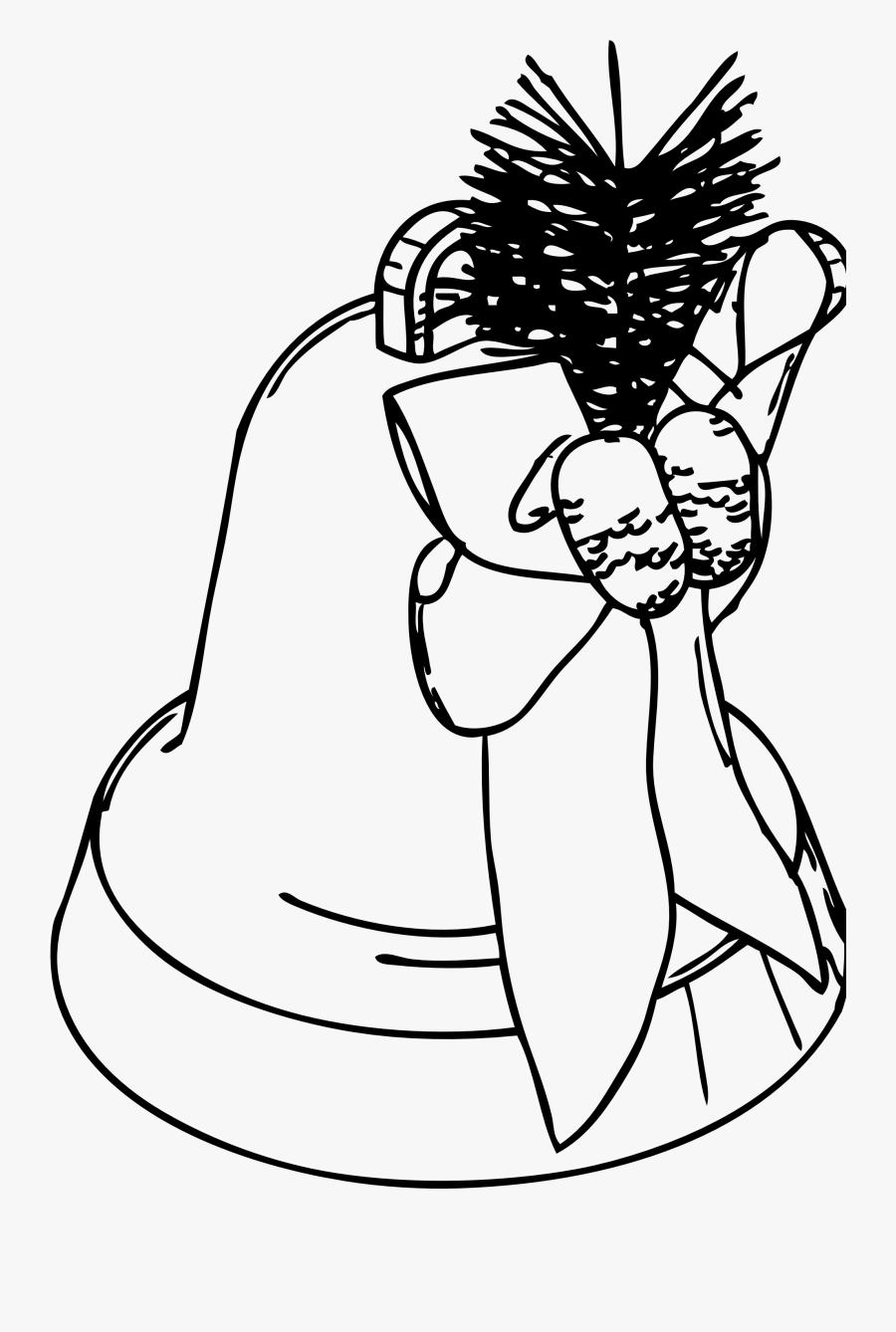 Christmas Bell Black White Line Art Xmas Holiday Clipart - Christmas Bell Clipart, Transparent Clipart