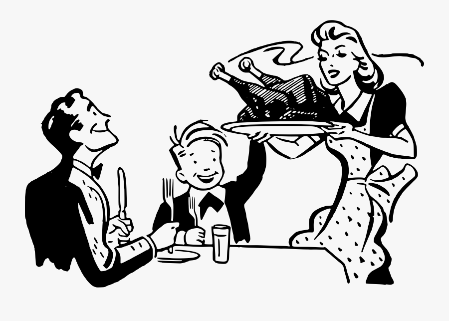 Turkey Dinner Clipart Picture Free Library - Black And White Clipart Dinner, Transparent Clipart