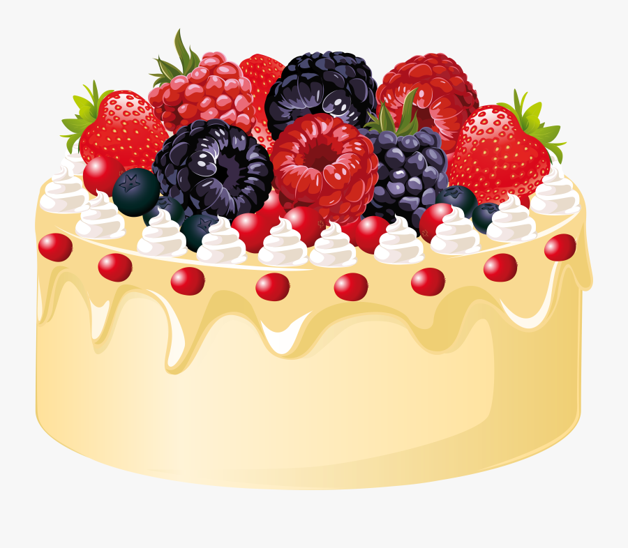 Fruit Dessert Cliparts - Fruit Birthday Cake Clipart, Transparent Clipart