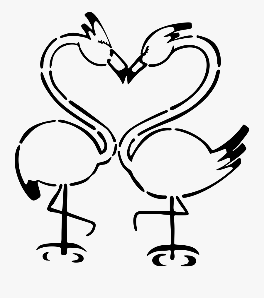 Flamingo Clip Black And White - Love Icon Png, Transparent Clipart