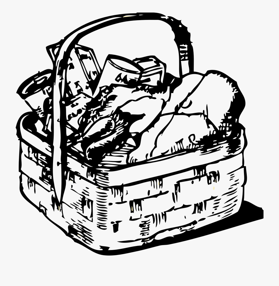 Picnic Basket Clipart Black And White Clipartfox - Basket Of Food Clip Art, Transparent Clipart