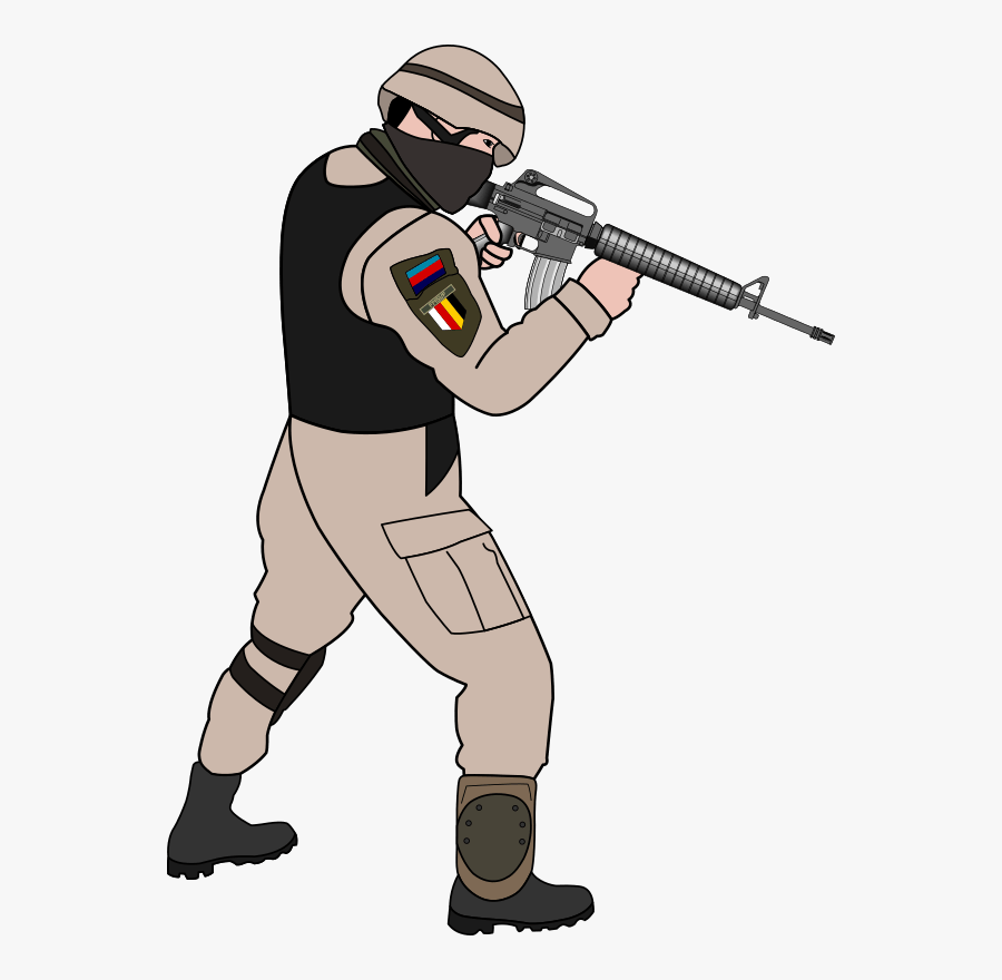 Gun Clipart Soldier - Soldier Pointing Gun Drawing, Transparent Clipart