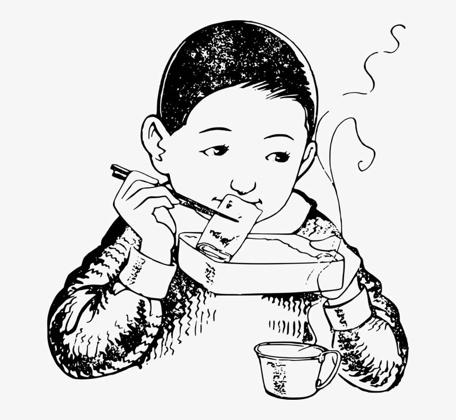 Eating Drawing Cartoon Black - Eating Cartoon Black And White, Transparent Clipart