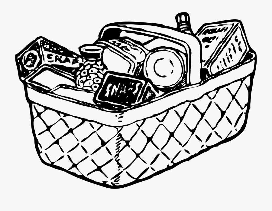 Cross Clipart Picnic Basket - Groceries Black And White, Transparent Clipart