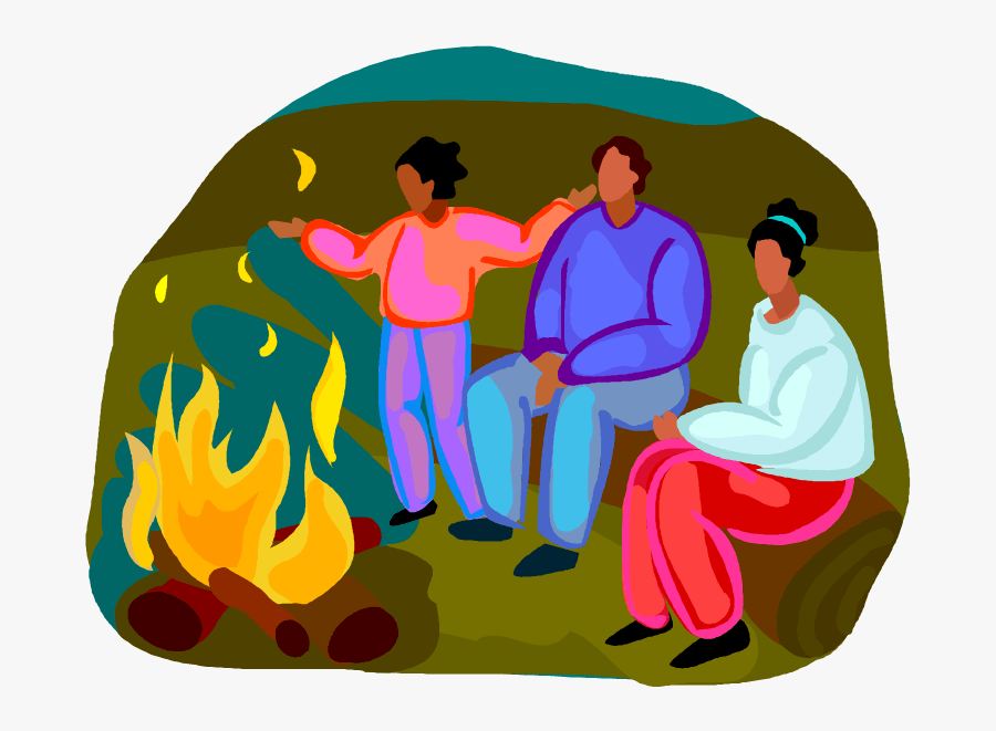 Singing Around The Campfire Clipart - People Around Campfire Clipart, Transparent Clipart