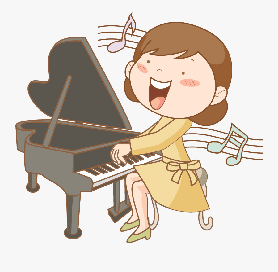 Cartoon Drawing Piano Clip Art - Playing The Piano Drawing, Transparent Clipart