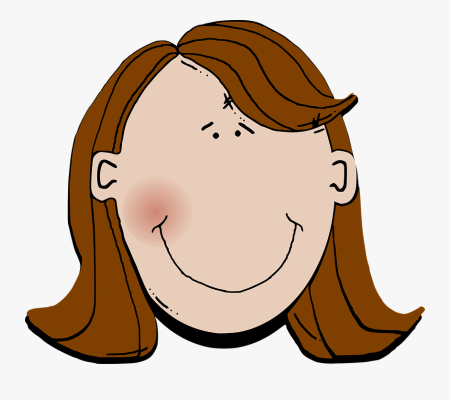 Teachers Clipart Face - Girl With Brown Hair Cartoon, Transparent Clipart