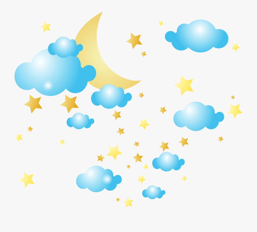 Moon Clouds And Stars Png Clip Art Image - Moon And Stars Transparent, Transparent Clipart