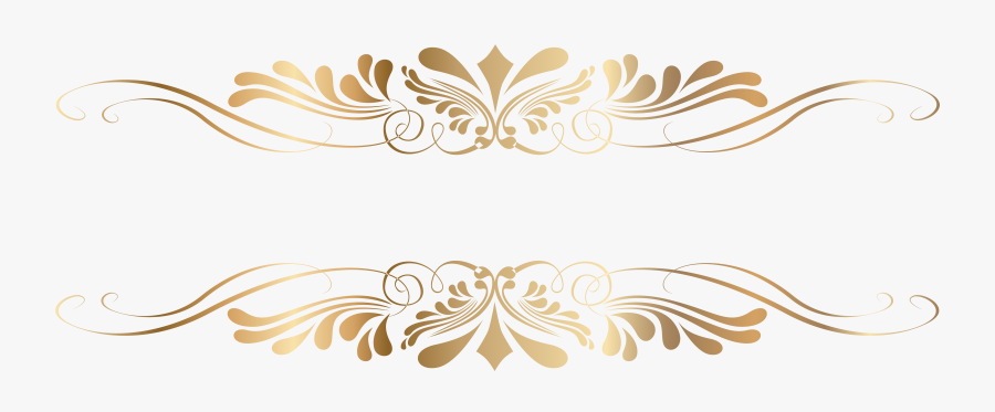 Christmas Scroll Clipart - Gold Decorative Line Png, Transparent Clipart