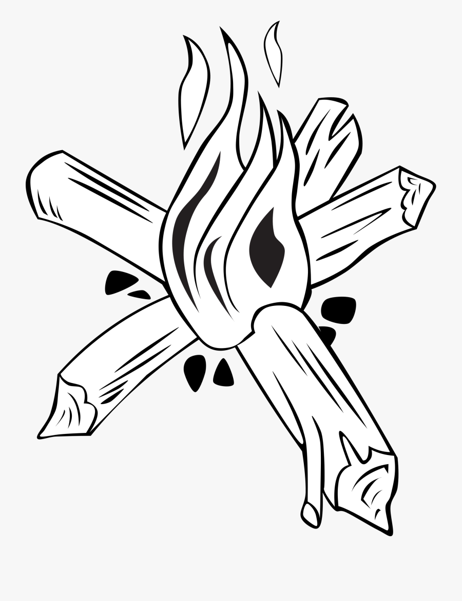Campfire - Clipart - Black - And - White - Star Fire For Camping, Transparent Clipart