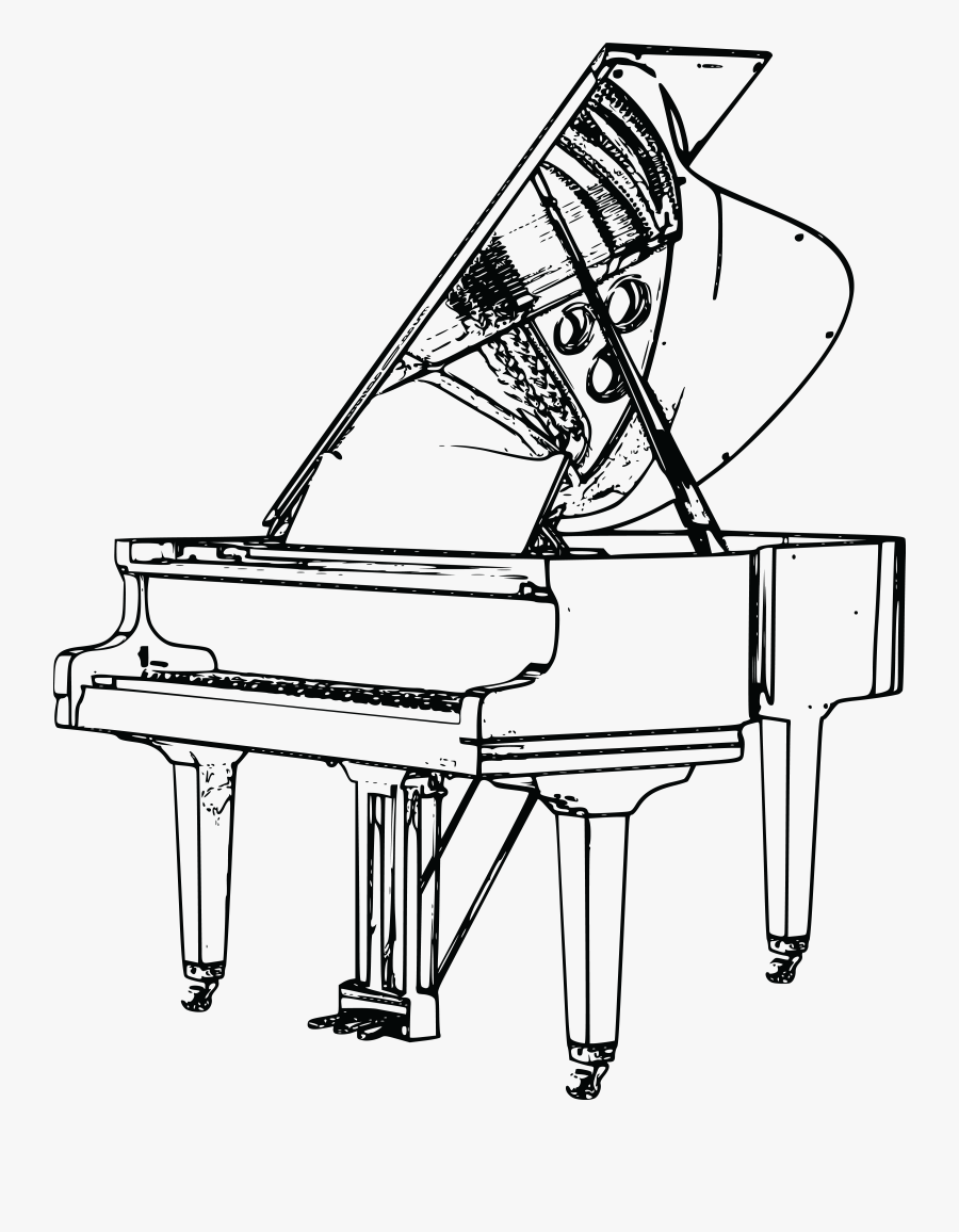 Keyboard Piano Drawing At Getdrawings - Grand Piano Clipart Black And White, Transparent Clipart