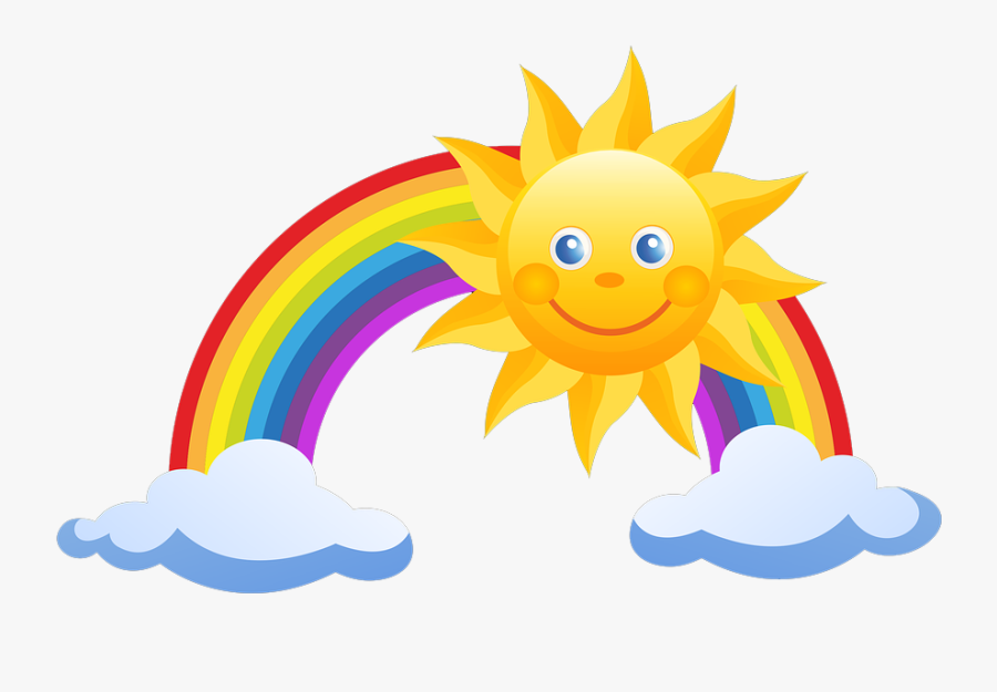 Sun And Clouds Clipart Png Sunshine And Rainbow , Free