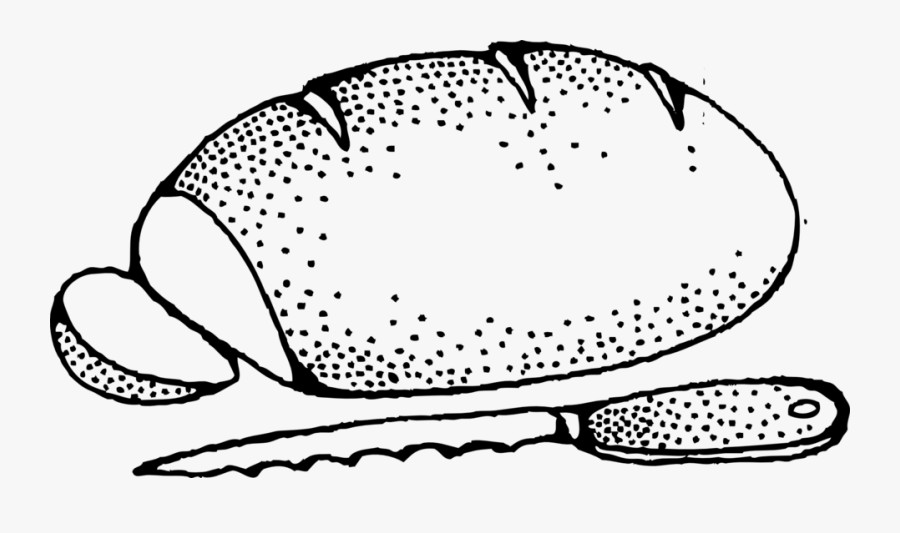 Bread With Knife - Clipart Black And White Bread, Transparent Clipart