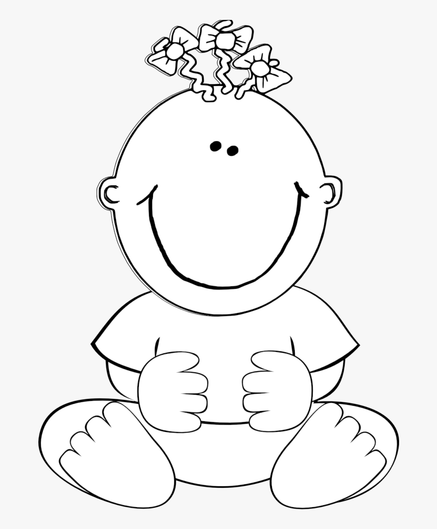 Hd Baby Girl Sitting Black White Line Art 555px - Baby Girl Clip Art, Transparent Clipart
