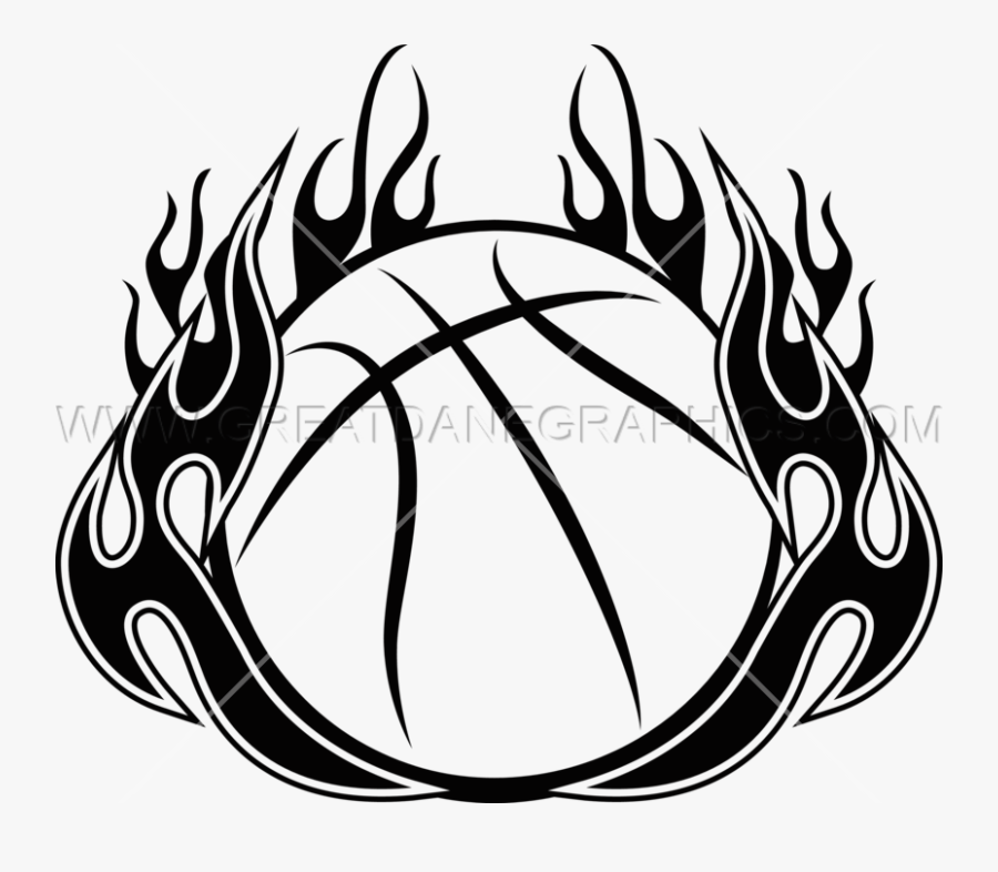 Transparent Flame Clip Art - Basketball With Flames Clipart, Transparent Clipart