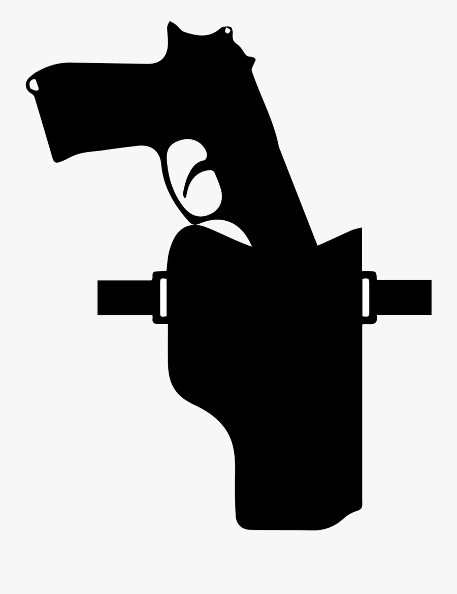 Clip Art Black And White Sidearm Holster Clip Art - Holstered Gun Clipart, Transparent Clipart