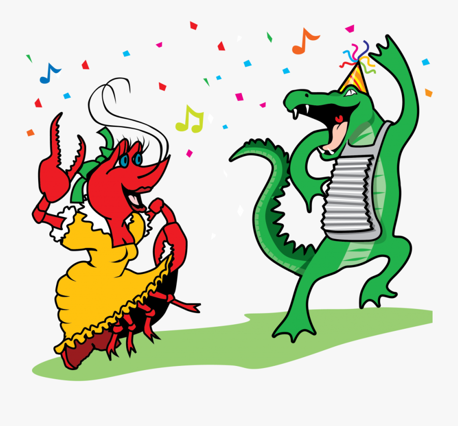 Crawfish And Alligator Dancing Vector Clip Art - Mardi Gras Crawfish Clip Art, Transparent Clipart