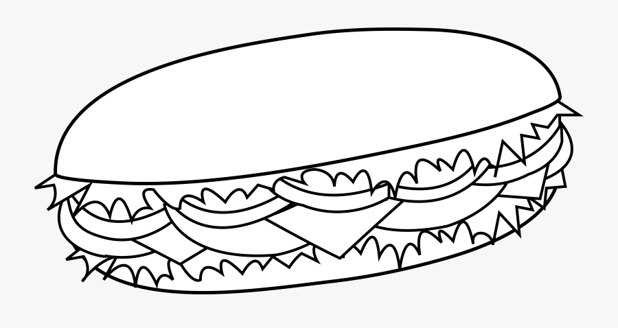 Cartoon Sub Sandwich - Burger Clip Art Black And White, Transparent Clipart