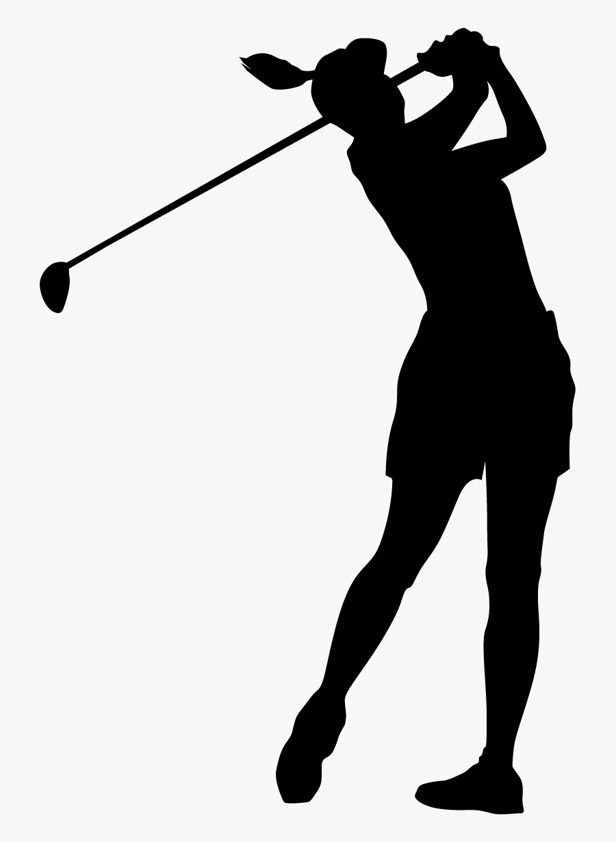 Decorative Golf Clipart - Female Golfer Silhouette Png, Transparent Clipart