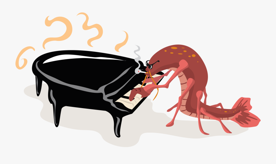 Crawfish Playing Piano Free Vector Clip Art - Crawfish Playing Piano, Transparent Clipart