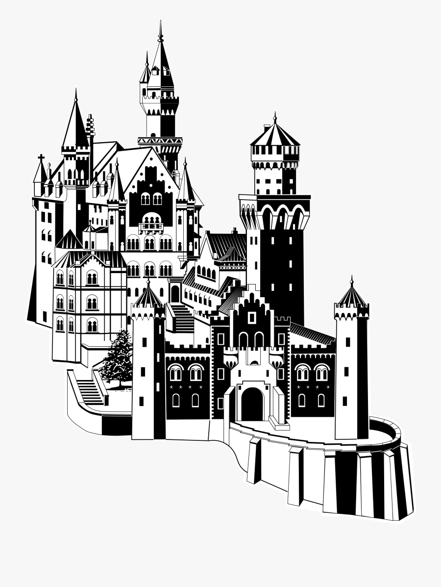 Neuschwanstein Castle Black And White, Transparent Clipart
