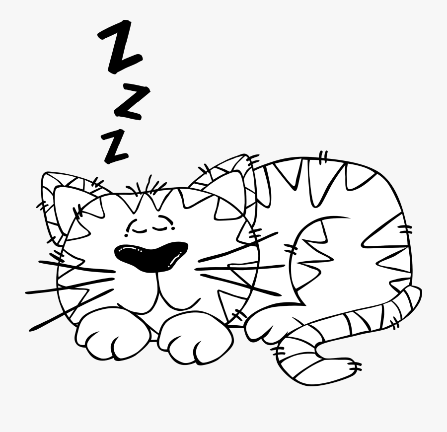 G Cartoon Cat Sleeping 2 Free Download - Sleep Black And White Clipart, Transparent Clipart
