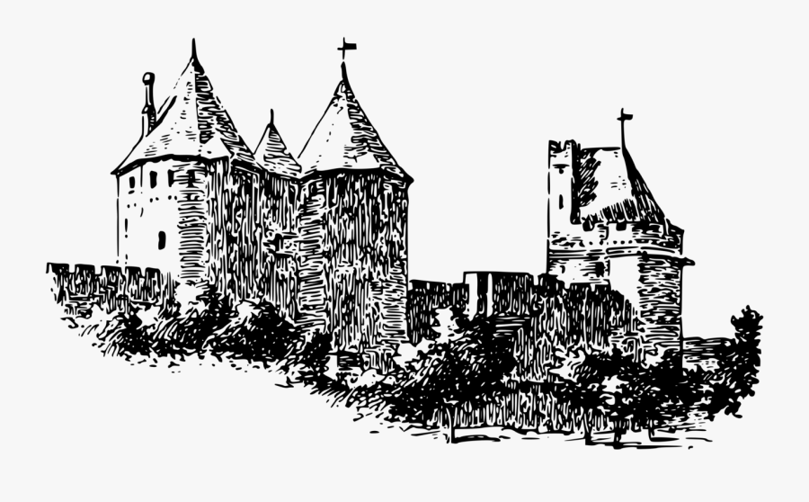 Art,monochrome Photography,gothic Architecture - Carcassonne Castle Clipart, Transparent Clipart