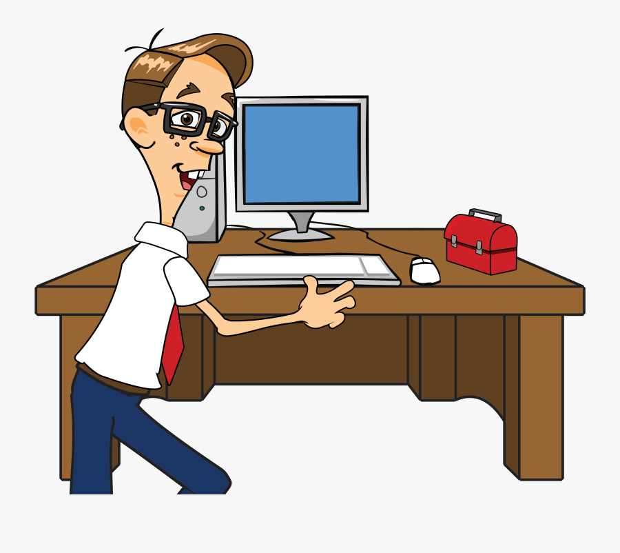 Frustrated Clipart Proper Care Computer - Computer Nerd Cartoon Png, Transparent Clipart