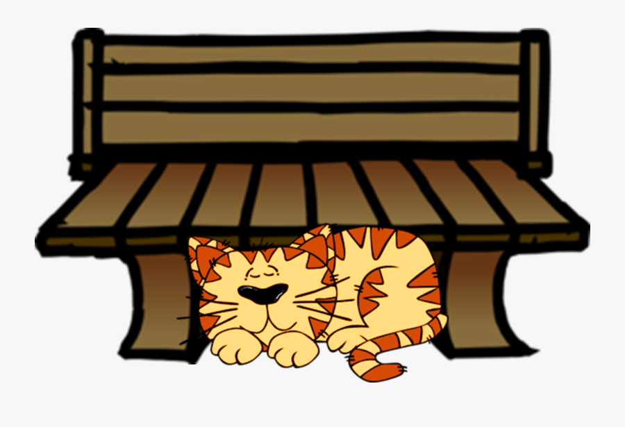 Cat On Table Clipart - Clip Art Cat Under The Chair, Transparent Clipart