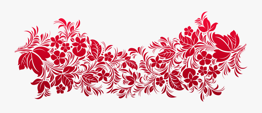 Deco Clipart Scroll - Red Floral Design Png, Transparent Clipart
