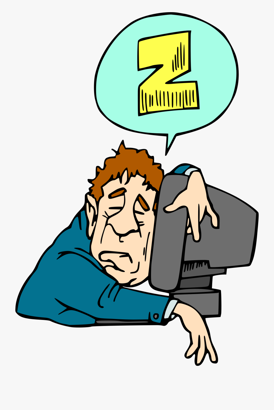 Sleeping User Big Image - Sleeping At Computer Cartoon, Transparent Clipart