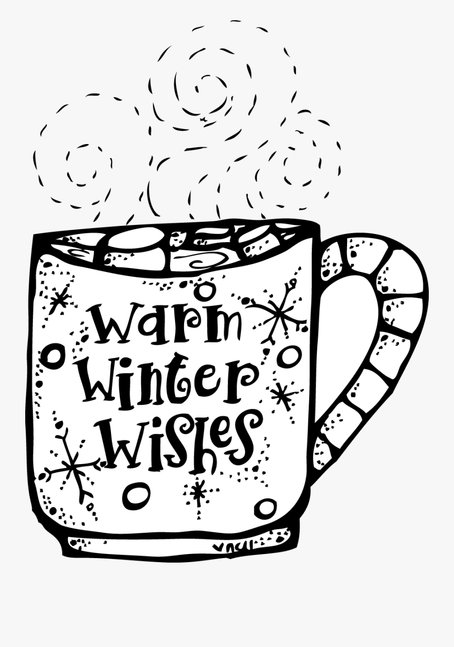 Winter Clipart Black And White Melonheadz Warm Wishes - Winter Hot Chocolate Clipart, Transparent Clipart