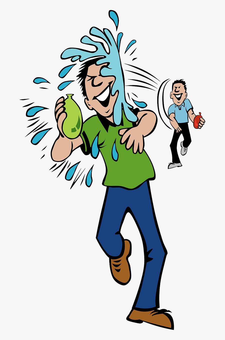 Cartoon Alligator Clipart - Water Balloon Fight Cartoon, Transparent Clipart