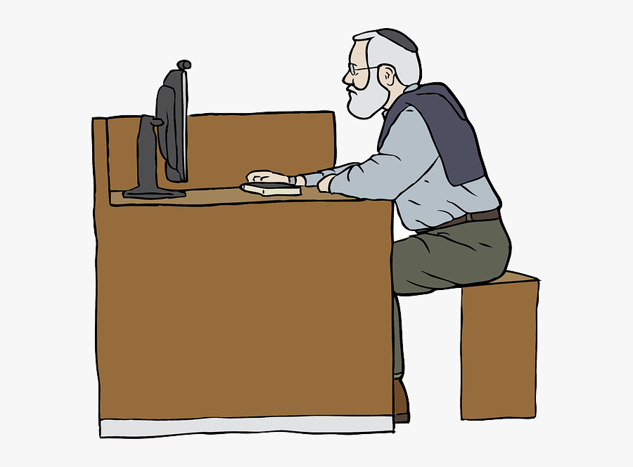 Clip Art Person At Computer Clipart - Old Man Working Clipart, Transparent Clipart