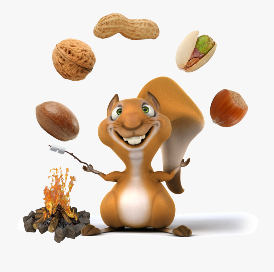 Campfire Clipart Hot Dog - Squirrel With Nuts Cartoon, Transparent Clipart