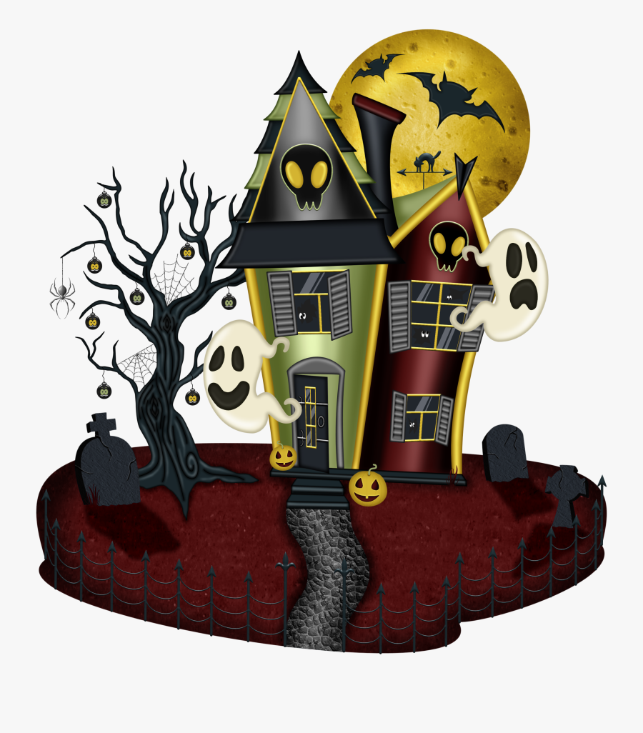House On Rock Clipart - Cartoon Halloween Haunted Tree, Transparent Clipart