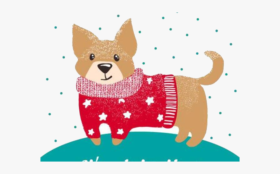 Winter Clipart Puppy X Free Clip Art Stock Illustration - Dog With Christmas Sweater Illustration, Transparent Clipart