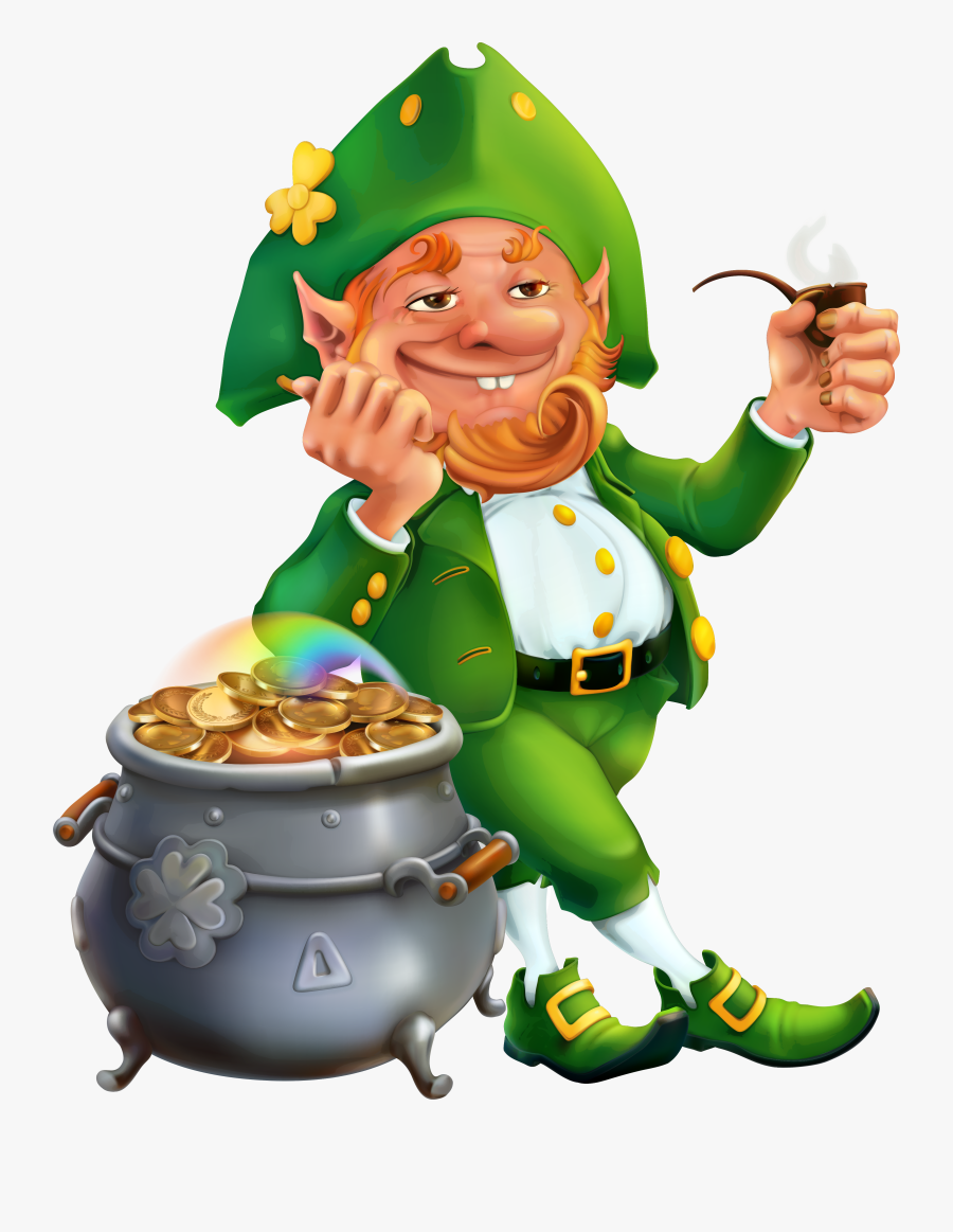Old Clipart Leprechaun - Leprechaun And Gold, Transparent Clipart
