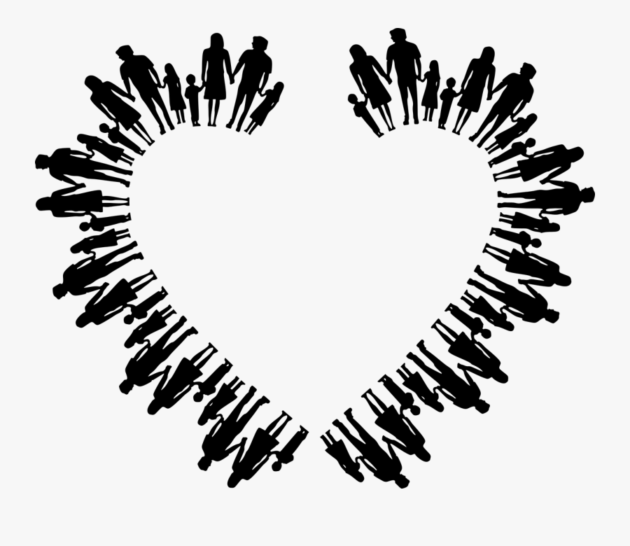 Heart,love,organ - Silhouette Black And White Family, Transparent Clipart