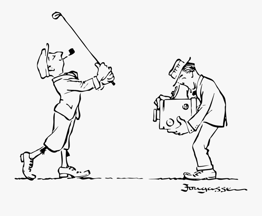 Art,shoe,monochrome - Line Drawing Of A Golfer, Transparent Clipart