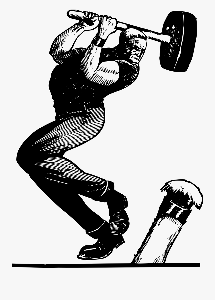 Man With Big Hammer - Hammer With Man Clipart, Transparent Clipart