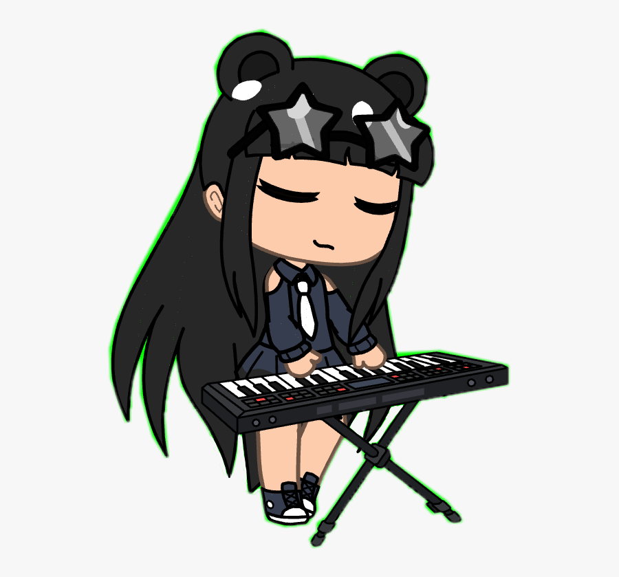 #gacha #life #gachalife #pretty #koala #bear #piano - Gacha Life Girl With Black Hair, Transparent Clipart