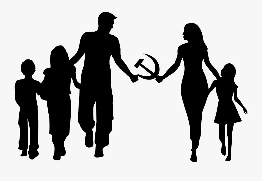 Family Clipart Silhouette - Silhouette Family Of 5, Transparent Clipart